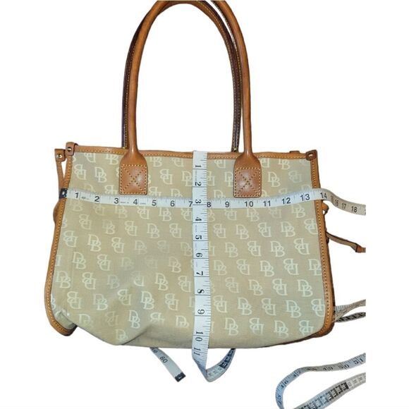 Dooney and Bourke Medium Canvas Leather Monogram Tote Purse Sand - Picture 8 of 15